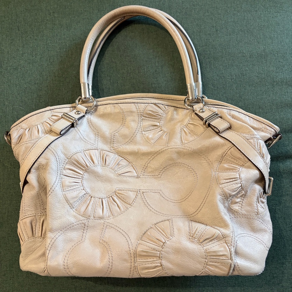 COACH MADISON EMBELLISHED LEATHER LARGE SOPHIA SATCHEL 16343, EUC